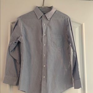 Boy’s blue and white striped button down shirt